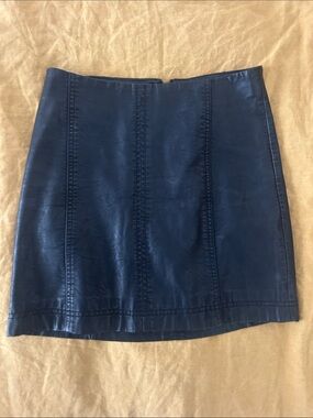 Free People Black Leather Mini Skirt